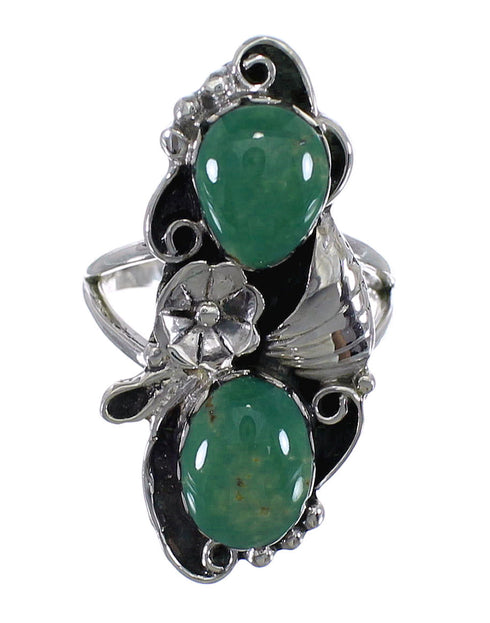 Sterling Silver Flower Turquoise Ring Size 4-3/4 RX60173